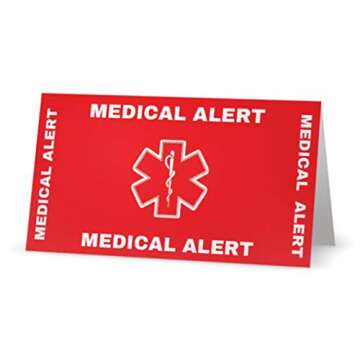 Red Medical Condition and Emergency Contact ID Wallet Card Folding, Medical Alert Card (5 Pack)