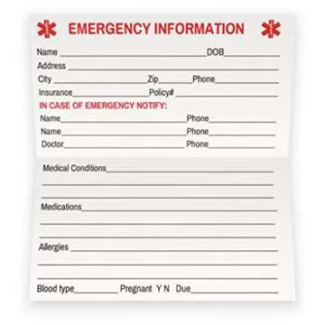 Red Medical Condition and Emergency Contact ID Wallet Card Folding, Medical Alert Card (5 Pack)