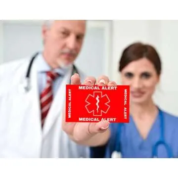 Red Medical Condition and Emergency Contact ID Wallet Card Folding, Medical Alert Card (5 Pack)
