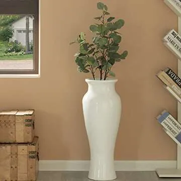 Modern Floor vase, White Unique Trumpet Floor Vase, Home Interior Decoration, Modern Floor Vase, Tal...