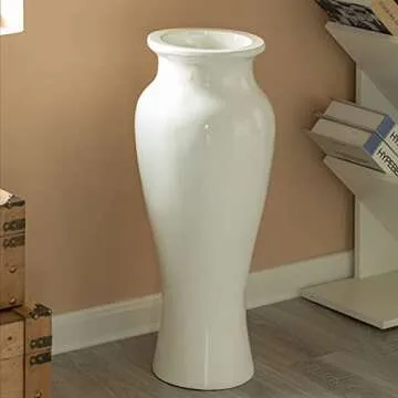 Modern Floor vase, White Unique Trumpet Floor Vase, Home Interior Decoration, Modern Floor Vase, Tall Floor Vases for Entryway and Living Room and Office, 24 inch