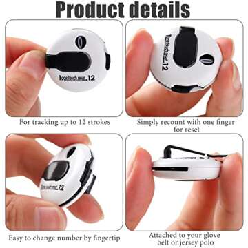 Frienda 3 Pieces Golf Score Counter Mini Golf Stroke Counter with One Touch Reset and Simple Attachment to Scorekeeper Glove in (White)