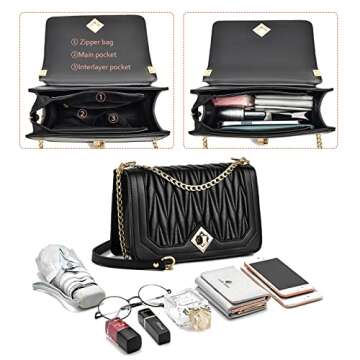 Travistar Crossbody Bags for Women Small Handbags PU Leather Shoulder Bag Ladies Purse Evening Bag Quilted Satchels with Chain Strap