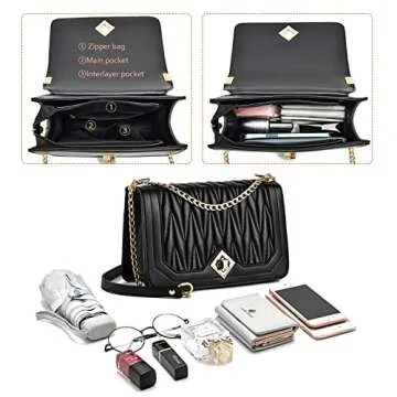 Travistar Crossbody Bags for Women Small Handbags PU Leather Shoulder Bag Ladies Purse Evening Bag Quilted Satchels with Chain Strap