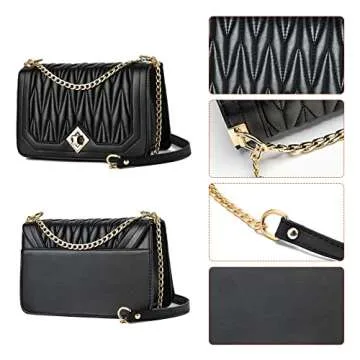 Travistar Crossbody Bags for Women Small Handbags PU Leather Shoulder Bag Ladies Purse Evening Bag Quilted Satchels with Chain Strap