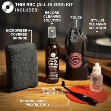 GrooveWasher Record & Stylus Care System – Record Cleaning Fluid & Large Scratch-Free Cleaning Pad...