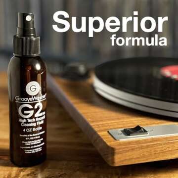 GrooveWasher Record & Stylus Care System – Record Cleaning Fluid & Large Scratch-Free Cleaning Pad with Delicate Stylus Brush & Cleaning Solution + Bonus Label Mask, Protect & Preserve Vinyl Records