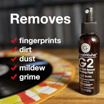 GrooveWasher Record & Stylus Care System – Record Cleaning Fluid & Large Scratch-Free Cleaning Pad with Delicate Stylus Brush & Cleaning Solution + Bonus Label Mask, Protect & Preserve Vinyl Records