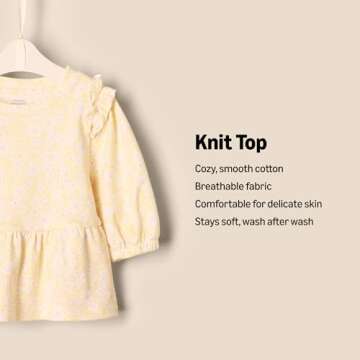 Amazon Essentials x Sofia Grainge Toddler Girls' 3/4 Sleeve Knit Top, Pack of 2, Delicate Floral/Rou...