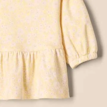 Amazon Essentials x Sofia Grainge Toddler Girls' 3/4 Sleeve Knit Top, Pack of 2, Delicate Floral/Round Trees, 2T