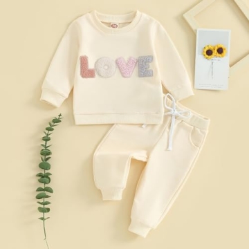 CREAIRY Valentines Day Toddler Outfit Soft Cotton Love Set
