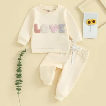 CREAIRY Valentines Day Toddler Outfit Soft Cotton Love Set