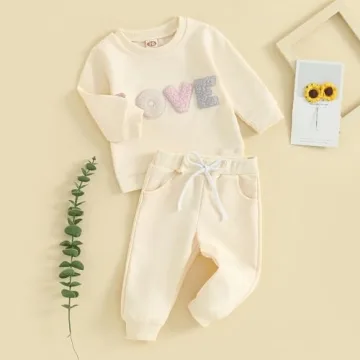 CREAIRY Valentines Day Toddler Outfit Soft Cotton Love Set