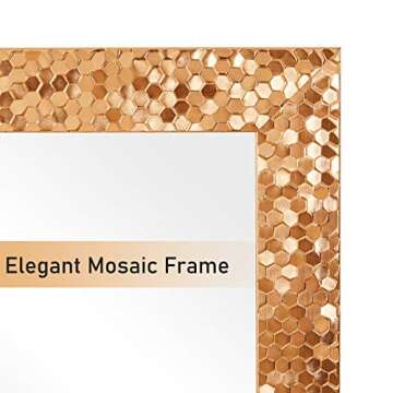 Rose Home Fashion Mosaic Style Frame-65 x22“, Full Length Mirror, Floor Mirror, Standing Mirror, Full Body Mirror, Large Mirror, Floor Length Mirror, Wall Mirror, Gold Mirror, Gold Mosaic Frame