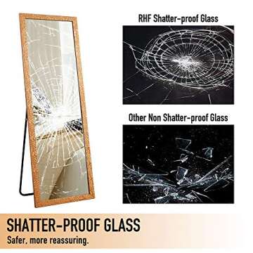 Rose Home Fashion Mosaic Style Frame-65 x22“, Full Length Mirror, Floor Mirror, Standing Mirror, Full Body Mirror, Large Mirror, Floor Length Mirror, Wall Mirror, Gold Mirror, Gold Mosaic Frame