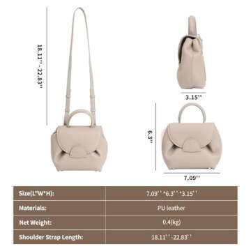 women's top-handle handbags,top handle bag,designer bags for women,luxury handbags,mini faux leather shoulder bag(Elephant Gray)