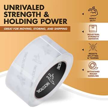 Packstrong Industrial Grade Clear Packing Tape 6 Rolls - 110 Yards per Roll - 3" Wide x 2.0 mil Thic...