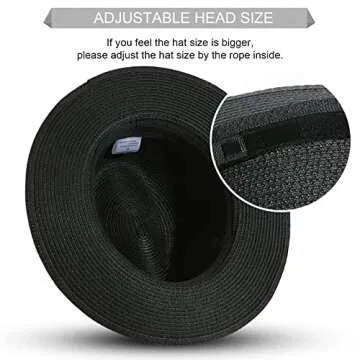 JOYEBUY Women's UPF50 Foldable Summer Straw Hat - Black