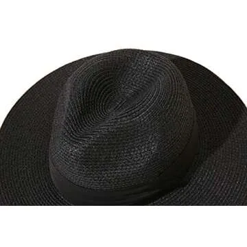 JOYEBUY Women's UPF50 Foldable Summer Straw Hat - Black