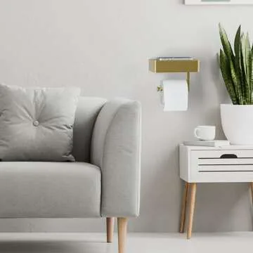 SAYONEYES Gold Toilet Paper Holder with Shelf and Storage