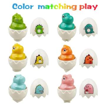 Pinkiwine Easter Hide & Squeak Dinosaur Eggs Montessori Sorting & Matching Learning Toys for Toddler...