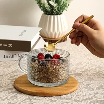 Vintage Coffee Mugs & Oats Containers - 14oz Glass Set