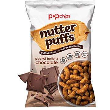 PopChips Nutter Puffs, Puffed Snack Variety Pack 1 oz bags( Peanut Butter and Peanut Butter/Chocolate) (Variety(PB and PB/Chocolate), 18)