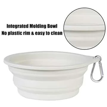 SLSON 2Pack Collapsible Dog Bowl,Integrated Molding Travel Bowl No Plastic Rim Pet Feeding Bowls for Walking Traveling Outdoors,600ML (Black+Light Grey)