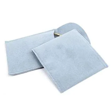 Teensery 4 Pcs Jewelry Pouch Velvet Jewelry Gift Bag Organizer with Snap Button for Rings, Bracelets, Necklaces, Earrings (Light Blue)