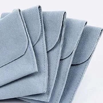 Teensery 4 Pcs Jewelry Pouch Velvet Jewelry Gift Bag Organizer with Snap Button for Rings, Bracelets, Necklaces, Earrings (Light Blue)