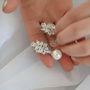 Mariell Ivory Pearl Drop Bridal Earrings with Cubic Zirconia Crystals, Large Size Dramatic Statement Earring, Bridal Jewelry for Wedding, Mother of the Bride