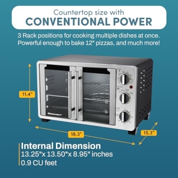 Elite Gourmet Toaster Oven with French Door Design