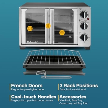 Elite Gourmet Toaster Oven with French Door Design