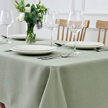 Waterproof Sage Green Tablecloth 52x70 for Dining
