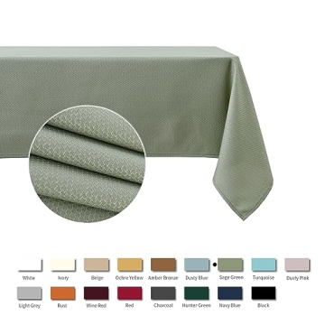 Waterproof Sage Green Tablecloth 52x70 for Dining