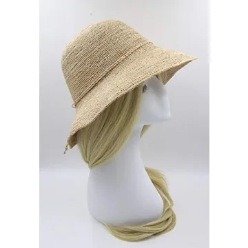 Melesh Women's Bucket Hats Fashion Womens Summer Beach Sun Straw Hat (Natural)