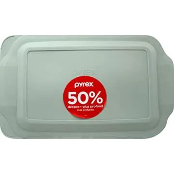 Pyrex CORINGWARE-PYREX DEEP 9"X13"BKR W/LID, Plain
