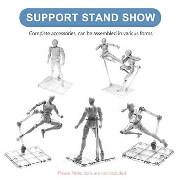 XISTEST Action Figure Stand, 8 PCS Assembly Action Figure Display Holder Base Doll Model Support Stand Compatible with HG RG SD SHF Gundam 1/144 Toy with Screwdriver Transparent