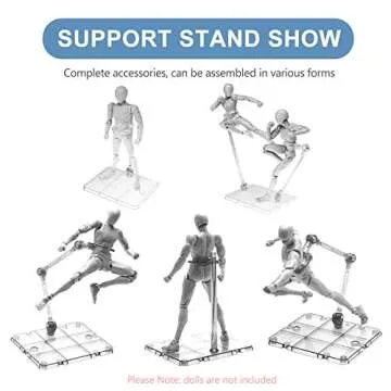 XISTEST Action Figure Stand, 8 PCS Assembly Action Figure Display Holder Base Doll Model Support Stand Compatible with HG RG SD SHF Gundam 1/144 Toy with Screwdriver Transparent