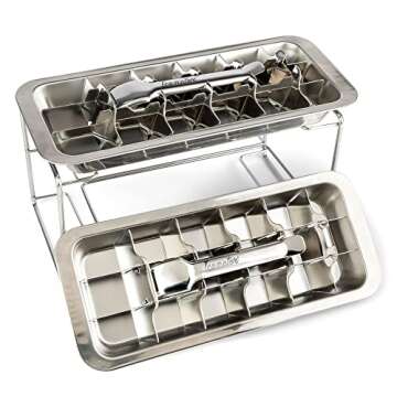 Easy Removal Metal Ice Trays with Handle - Stainless Steel Ice Cube Maker and stand, 36 Slot Mold - ...