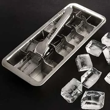 Easy Removal Metal Ice Trays with Handle - Stainless Steel Ice Cube Maker and stand, 36 Slot Mold - BPA-Free, Food-Grade Freezer Molds for Baby Food, Juice, Popsicles (2 Pack)