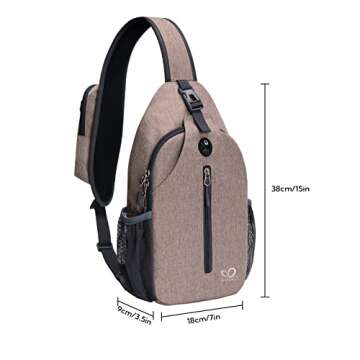 WATERFLY Crossbody Sling Backpack Sling Bag Travel Hiking Chest Bags Daypack (Flaxen)