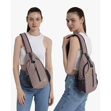 WATERFLY Crossbody Sling Backpack Sling Bag Travel Hiking Chest Bags Daypack (Flaxen)