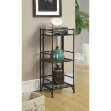 Convenience Concepts Xtra Storage Shelves - 3-Tier Folding Metal Shelving, Modern Shelves for Storag...