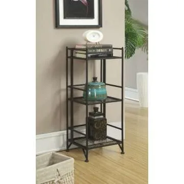 Convenience Concepts Xtra Storage Shelves - 3-Tier Folding Metal Shelving, Modern Shelves for Storag...