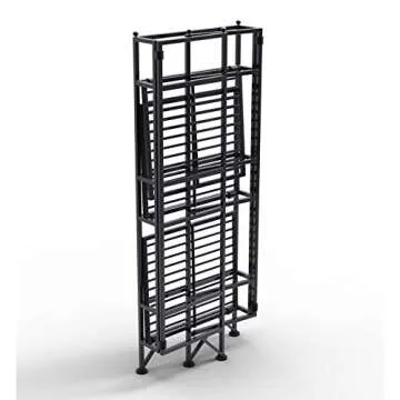 Convenience Concepts Xtra Storage Shelves - 3-Tier Folding Metal Shelving, Modern Shelves for Storage and Display in Living Room, Bathroom, Office, Closet, Kitchen, Garage, Plant Storage, Black