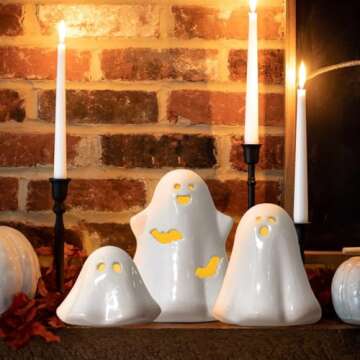 Pawliss Halloween Light-Up Ceramic Ghost Decorations
