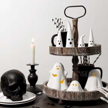 Pawliss Halloween Light-Up Ceramic Ghost Decorations