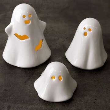 Pawliss Halloween Light-Up Ceramic Ghost Decorations