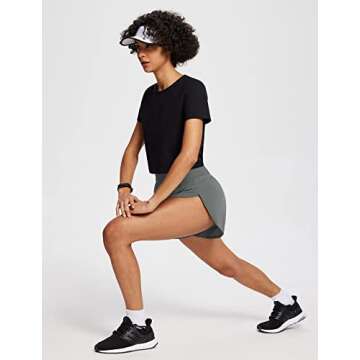 BALEAF Women's 3" Workout Shorts High Waisted Athletic Running Shorts with Liner Sports Lightweight Quick Dry Gray XS